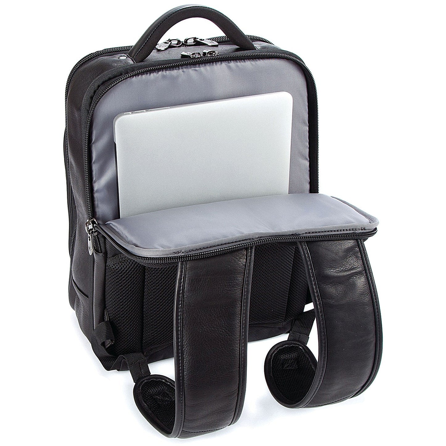 Falcon Full Grain Luxury Leather Laptop Backpack, For up to 15.6 Inch Laptops, Black