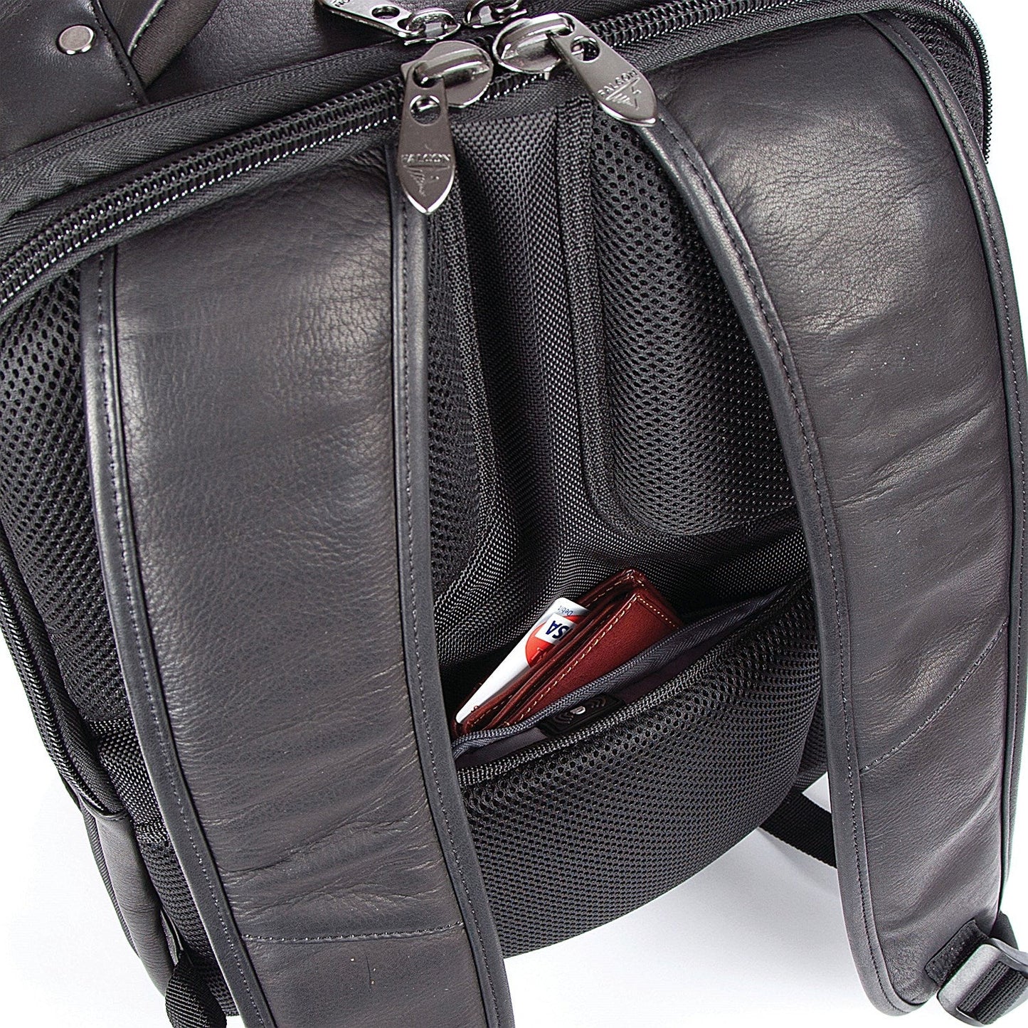 Falcon Full Grain Luxury Leather Laptop Backpack, For up to 15.6 Inch Laptops, Black Easy2Order : HM06705