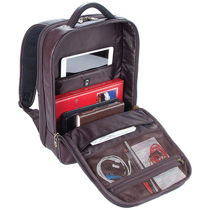 Falcon Full Grain Luxury Leather Laptop Backpack, For up to 15.6 Inch Laptops, Brown