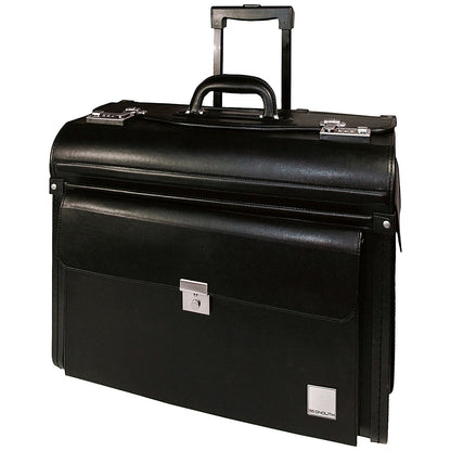 Monolith Leather Look Rolling Pilot Case, Black