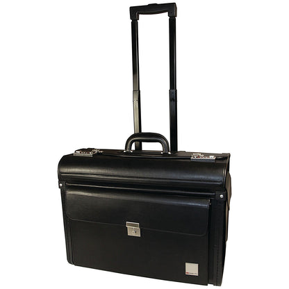 Monolith Leather Look Rolling Pilot Case, Black Easy2Order : HM21790