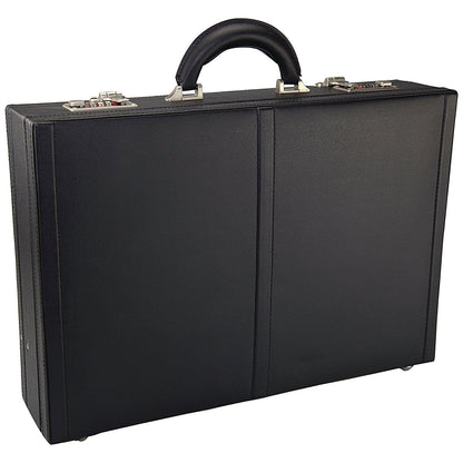 Monolith Leather Look Expandable Brief Case, Black