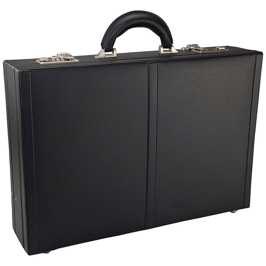 Monolith Leather Look Expandable Brief Case, Black