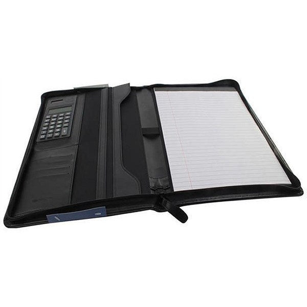Monolith Conference Folder with Pad & Calculator, 250x340mm, Leather-Look, Black