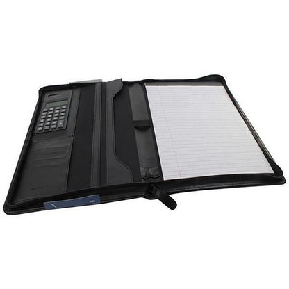 Monolith Conference Folder with Pad & Calculator, 250x340mm, Leather-Look, Black