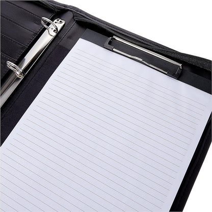 Monolith 4 O-Ring Conference Binder with Pad Clip, 260x360mm, Leather-Look, Black