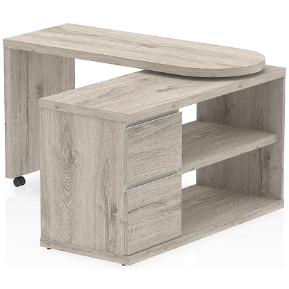 Fleur Smart Storage Desk, 1300mm, Grey Oak