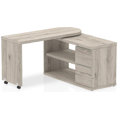 Fleur Smart Storage Desk, 1300mm, Grey Oak