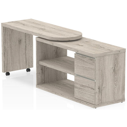 Fleur Smart Storage Desk, 1300mm, Grey Oak