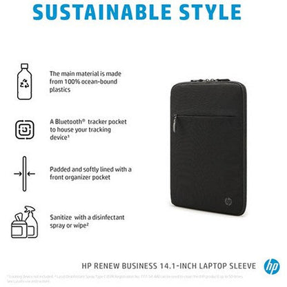 HP Renew Business Laptop Sleeve, For up to 14.1 Inch Laptops, Black