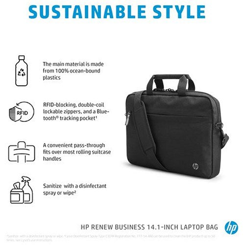HP Renew Business Laptop Bag, For up to 14.1 Inch Laptops, Black