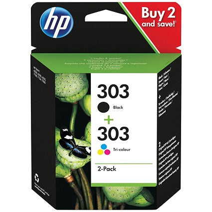 HP 303 Original Ink Cartridge 4-ml Black/Tri-color 3YM92AE