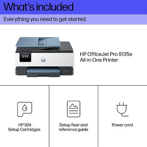 HP OfficeJet Pro 8135e A4 4-in-1 Wireless Colour Inkjet Printer, White and Blue
