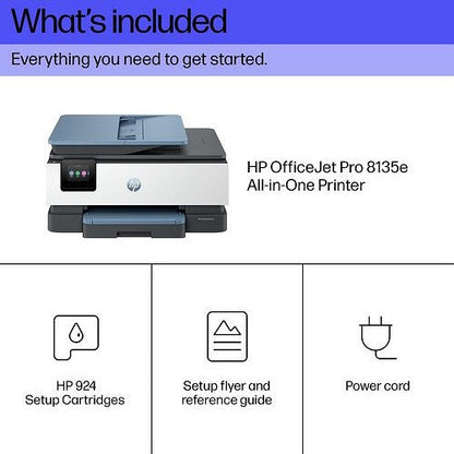 HP OfficeJet Pro 8135e A4 4-in-1 Wireless Colour Inkjet Printer, White and Blue
