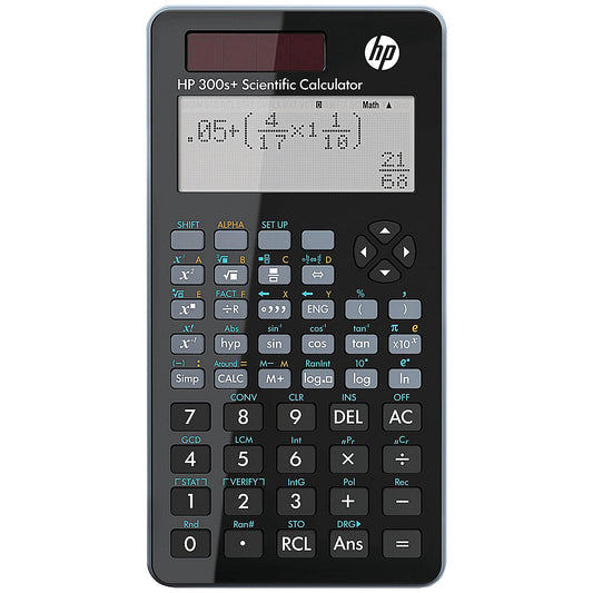 HP 300S+ 4 Line Scientific Calculator, Solar and Battery Power, Black