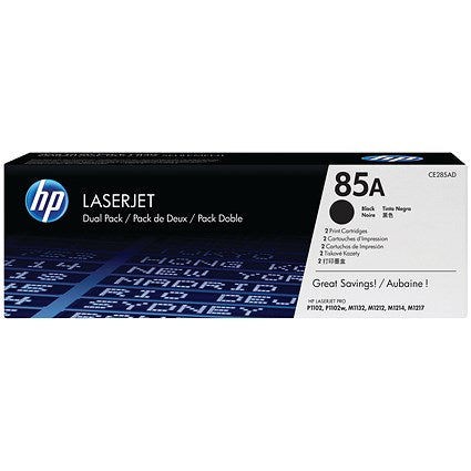HP 85A Black Laser Toner Cartridges (Twin Pack) CE285AD
