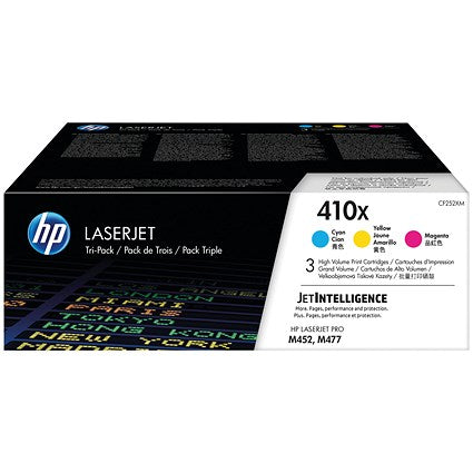 HP 410X High Yield Laser Toner Cartridges- Cyan, Magenta and Yellow (3 Cartridges)