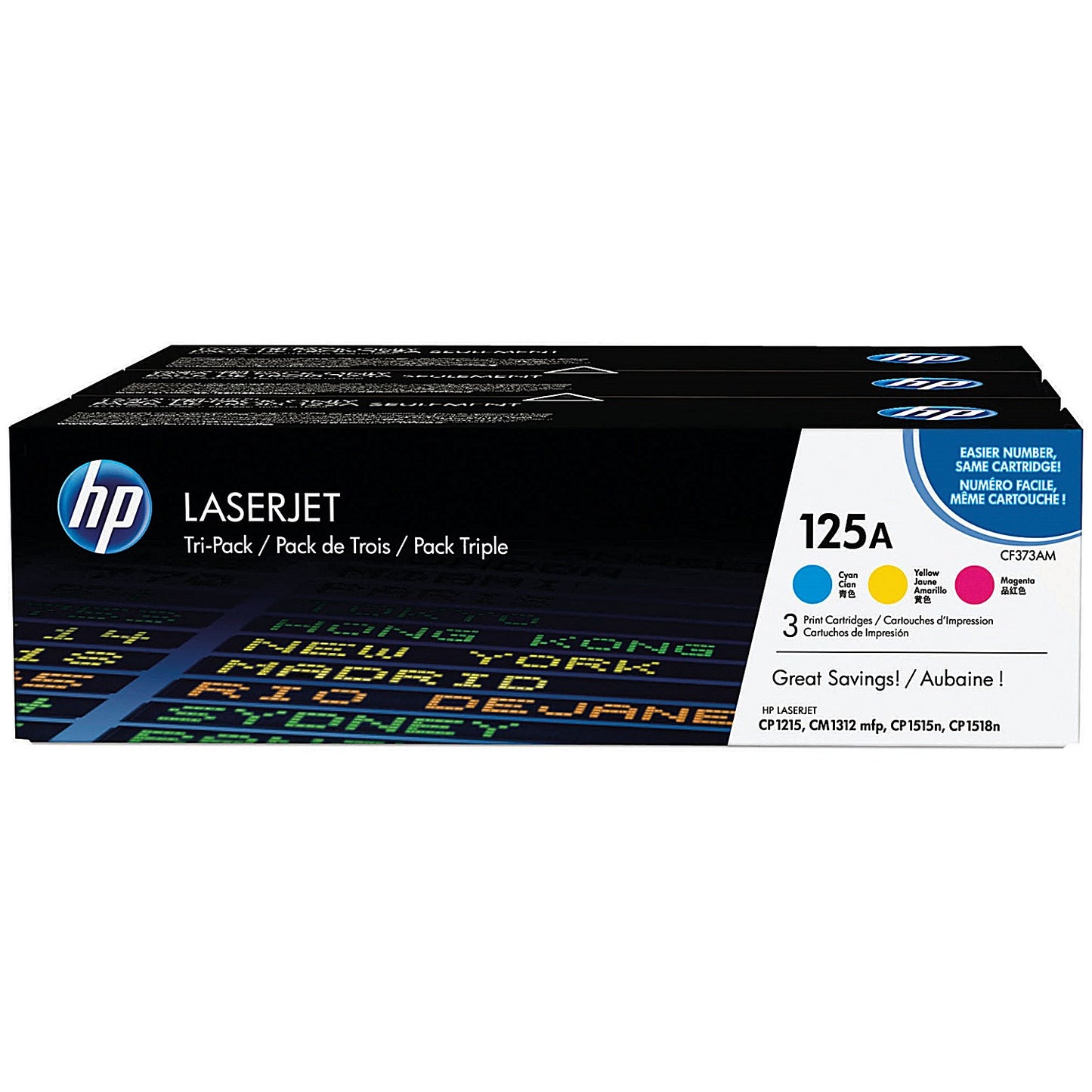 HP 125A Laser Toner Cartridges - Cyan, Magenta and Yellow (3 Cartridges)