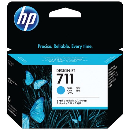 HP 711 Original Ink Cartridge 29-ml Cyan 3-pack CZ134A