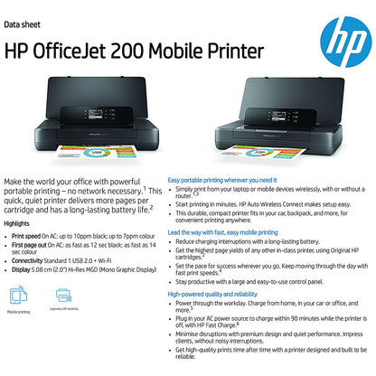 HP OfficeJet 200 Mobile A4 Inkjet Printer Ref CZ993A