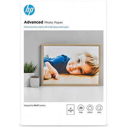 HP A3 Advanced Photo Paper, Glossy, 250gsm, Pack of 20