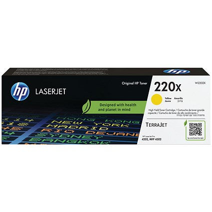 HP 220X Original LaserJet Toner Cartridge High Yield Yellow W2202X