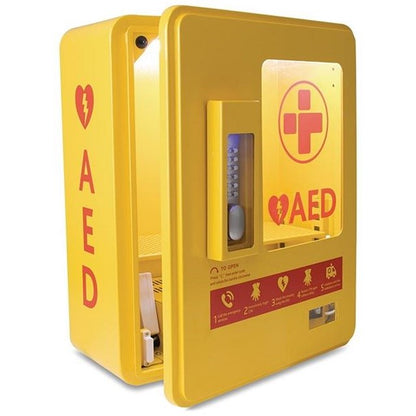 Reliance Medical Yellow AED Alarmed Outdoor Wall Mountable Heated Metal Cabinet