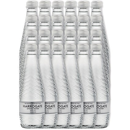 Harrogate Sparkling Water, Glass Bottles, 330ml, Pack of 24