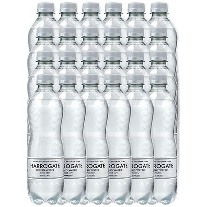Harrogate Sparkling Water, Plastic Bottles, 500ml, Pack of 24