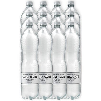 Harrogate Sparkling Water, Plastic Bottles, 1.5 Litres, Pack of 12