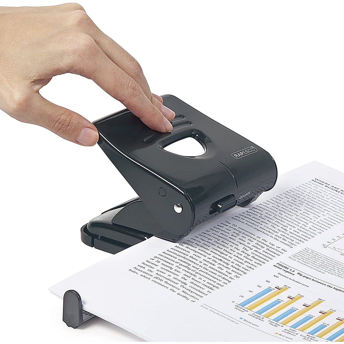 Rapesco 827 2 Hole Punch, Capacity 30 Sheets, Black