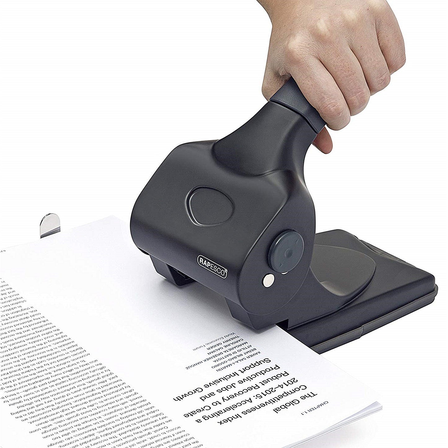 Rapesco ALU 65 2 Hole Punch, Capacity 65 Sheets, Black