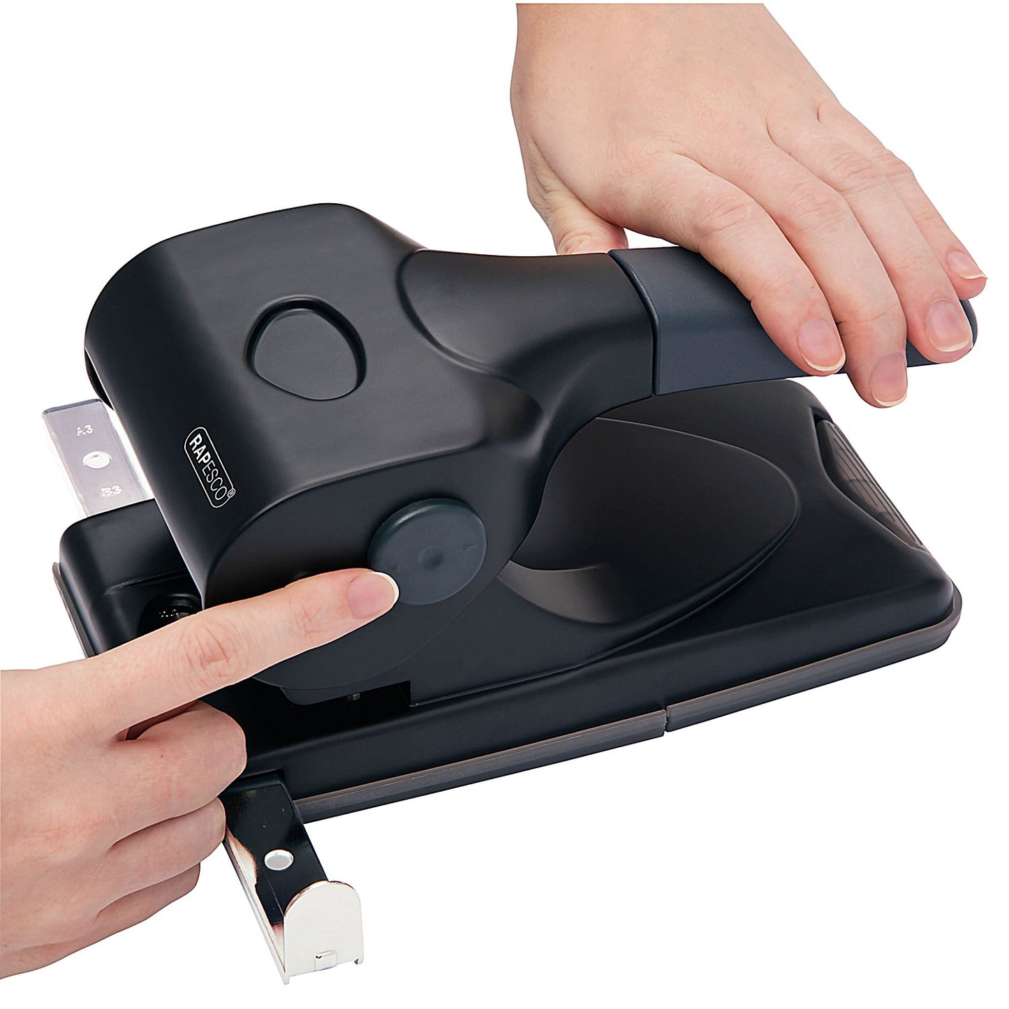 Rapesco ALU 65 2 Hole Punch, Capacity 65 Sheets, Black