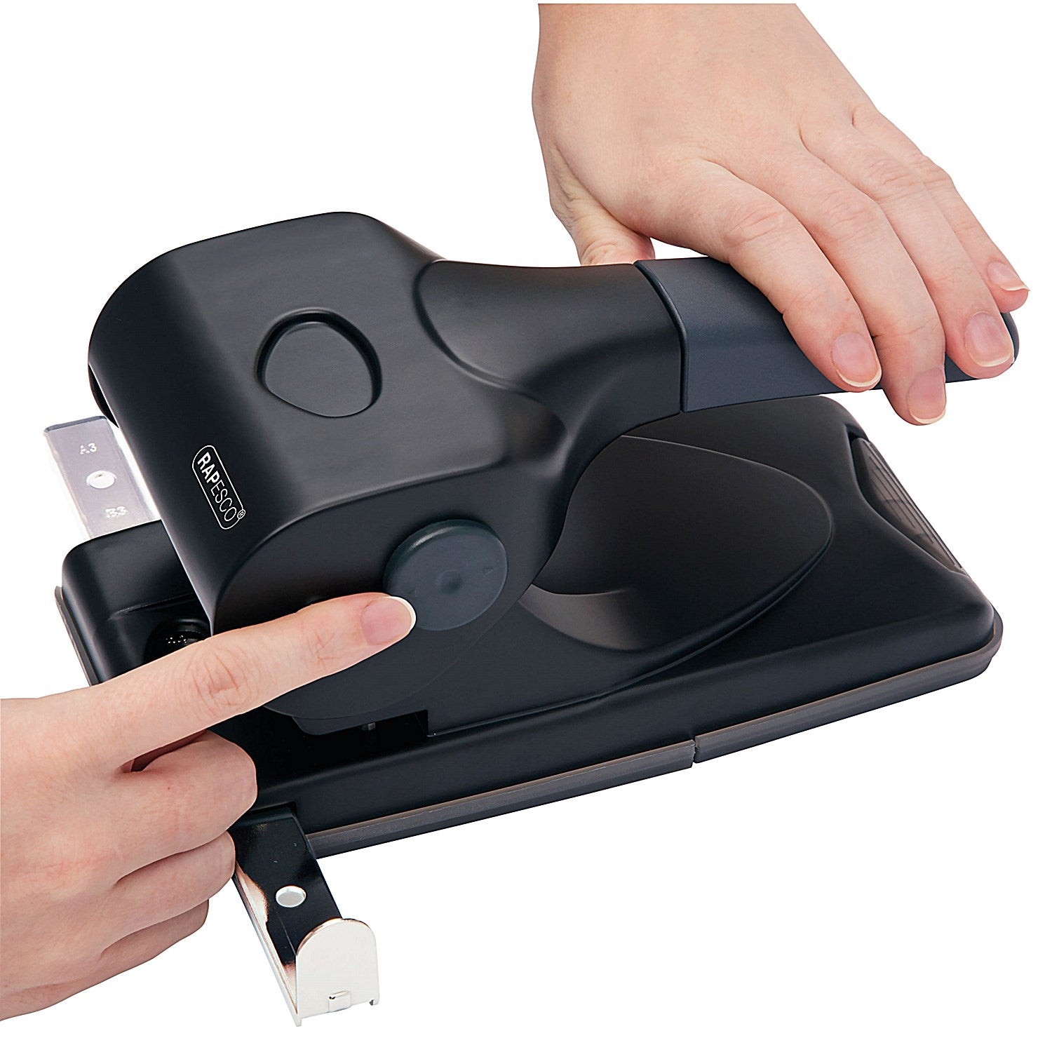 Rapesco ALU 65 2 Hole Punch, Capacity 65 Sheets, Black