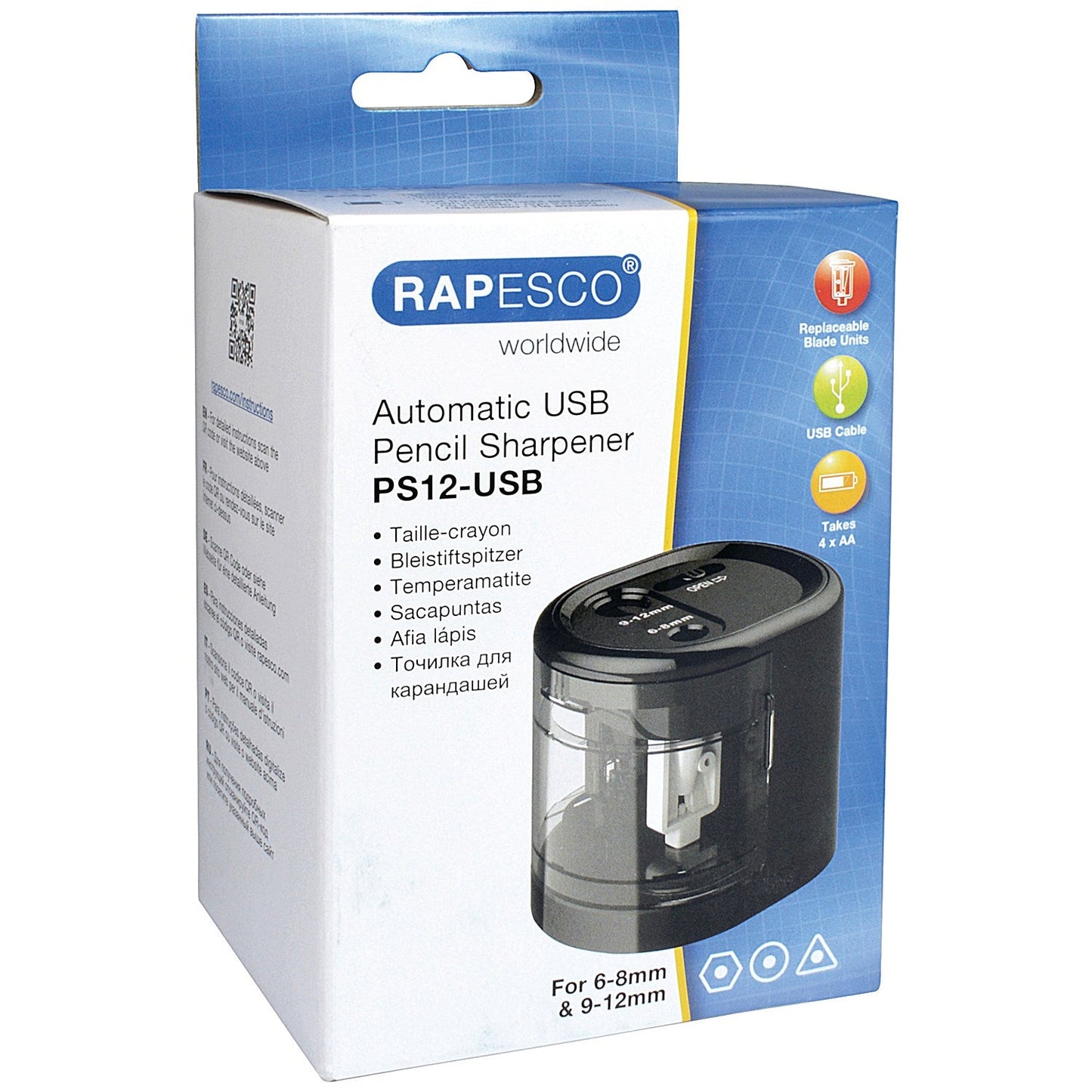 Rapesco USB Electric Pencil Sharpener Black Easy2Order : HT01125