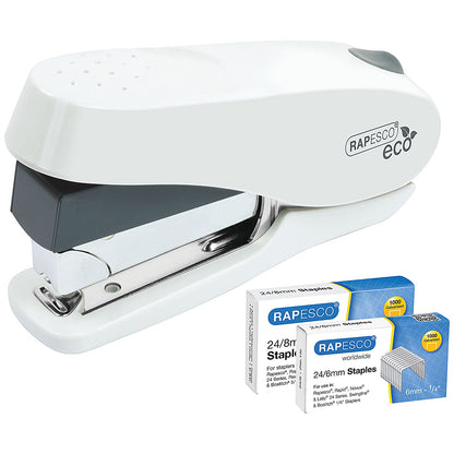 Rapesco ECO Luna Half Strip Stapler, Capacity 50 Sheets, White