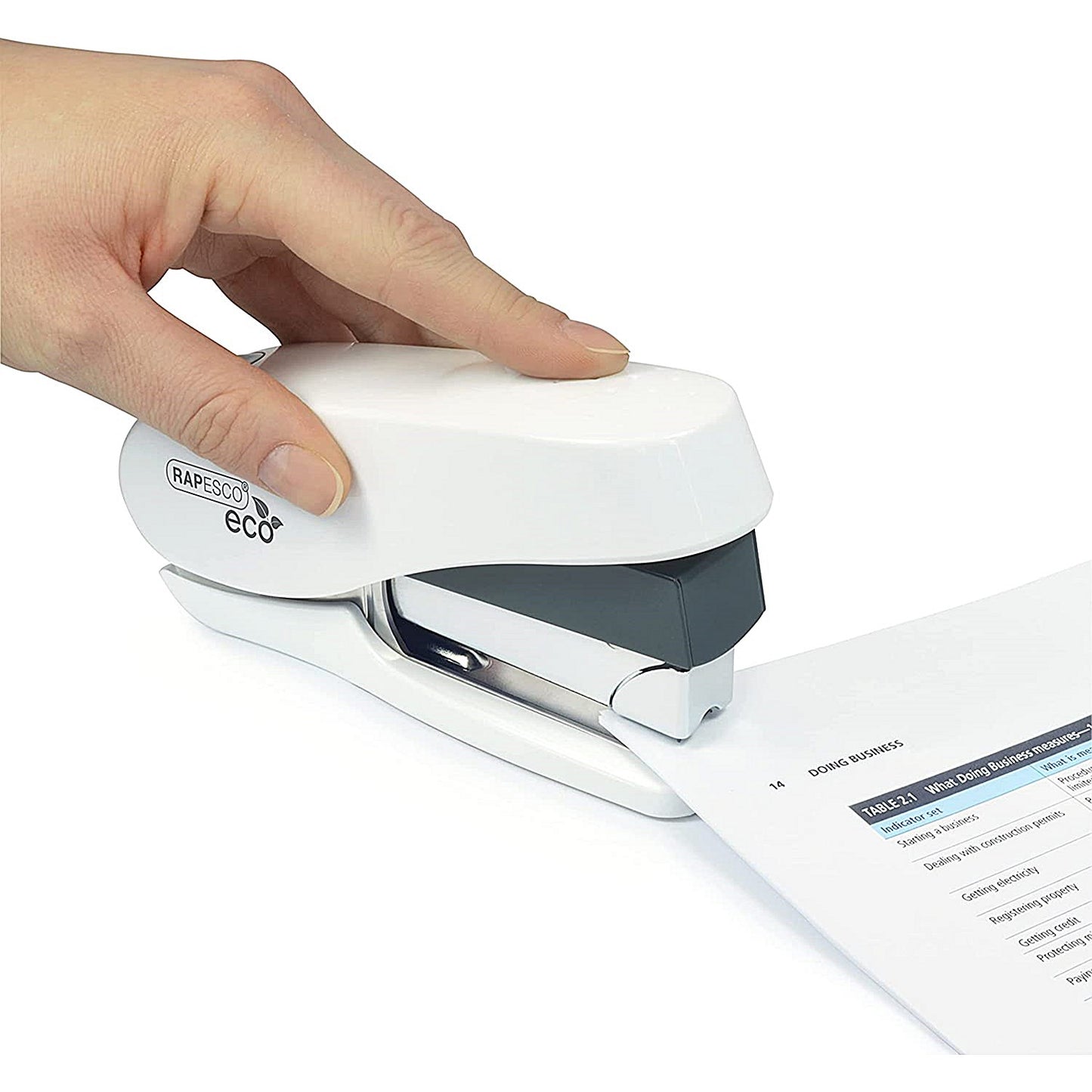 Rapesco ECO Luna Half Strip Stapler, Capacity 50 Sheets, White