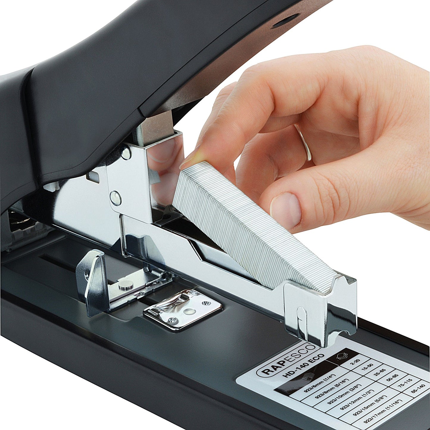 Rapesco ECO HD-140 Full Strip Stapler, Capacity 140 Sheets, Black