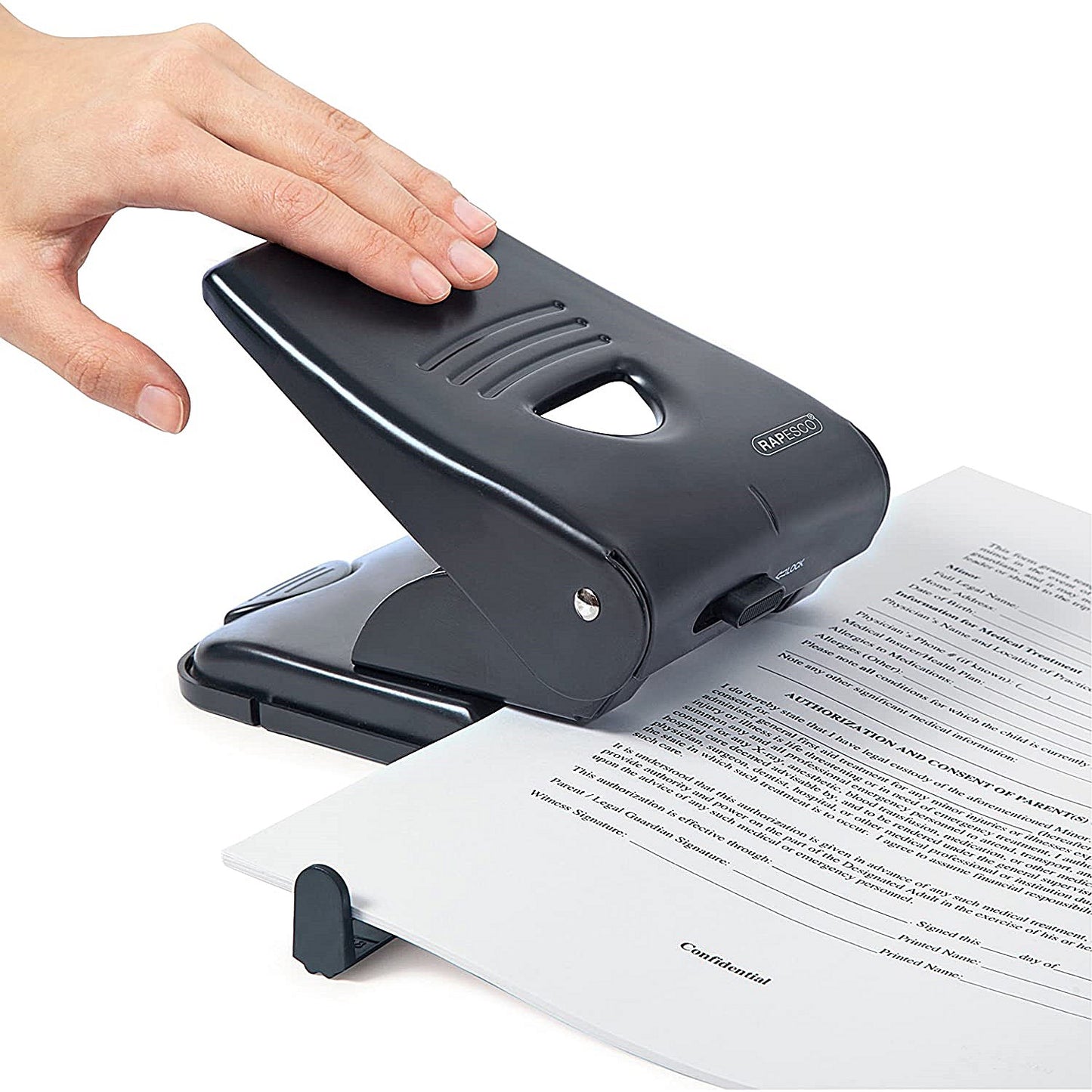 Rapesco 835-P 2 Hole Punch, Capacity 40 Sheets, Black