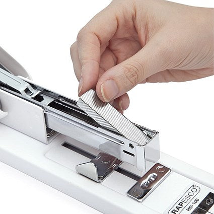 Rapesco ECO HD-100 Half Strip Stapler, Capacity 100 Sheets, White