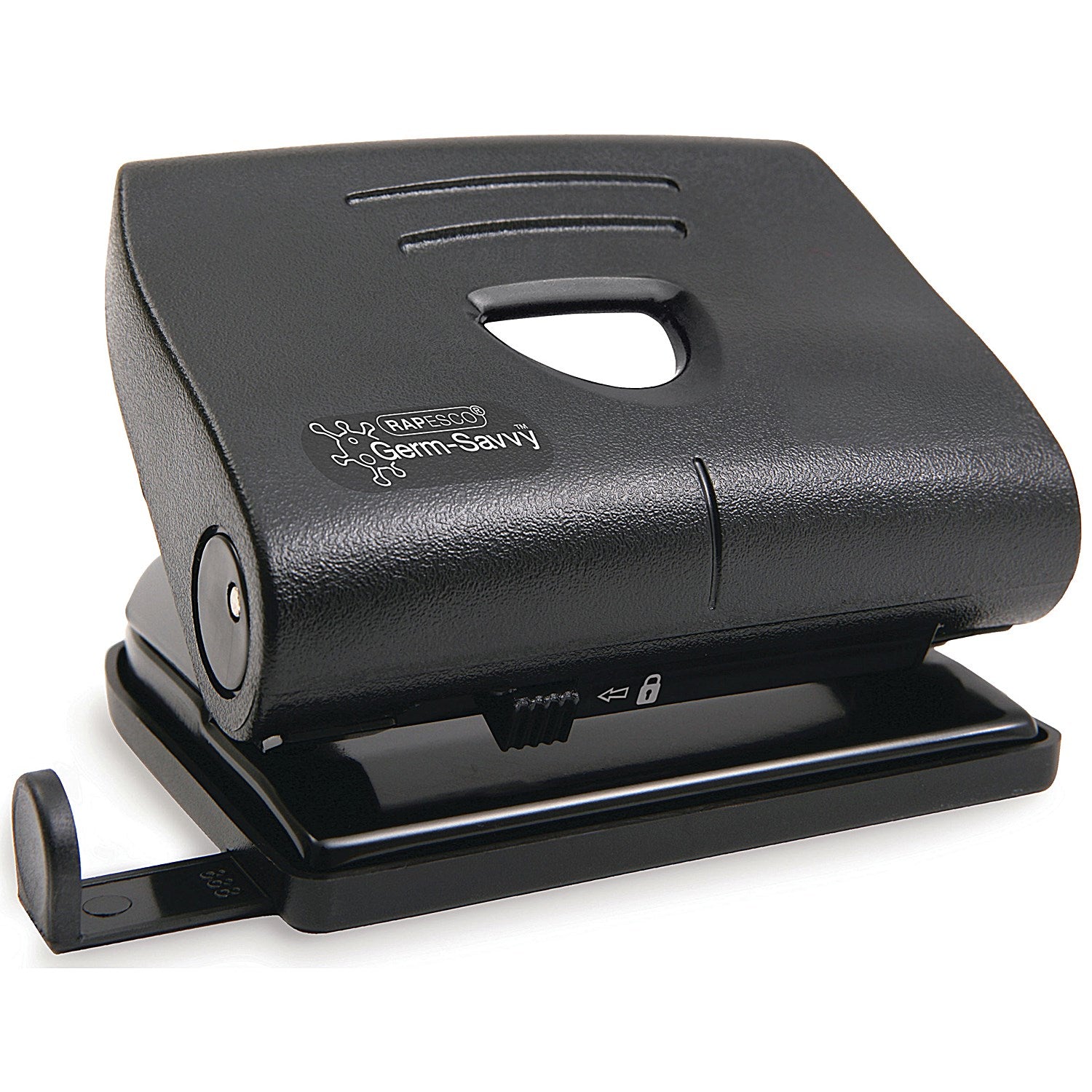 Rapesco Germ-Savvy 820-P 2 Hole Punch, Capacity 22 Sheets, Black