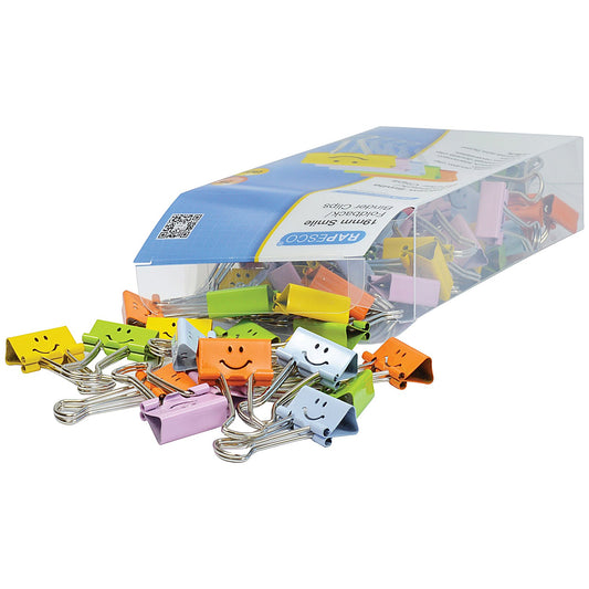 Rapesco Smiles Foldback Clip 19mm Assorted (Pack of 80)