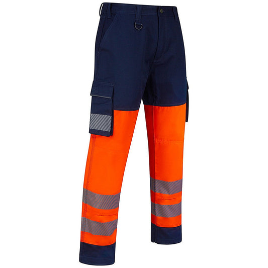 Guardian Hivis Safety Combat Trousers, Orange/Navy Blue, 50R Easy2Order : HVTR01ORN50