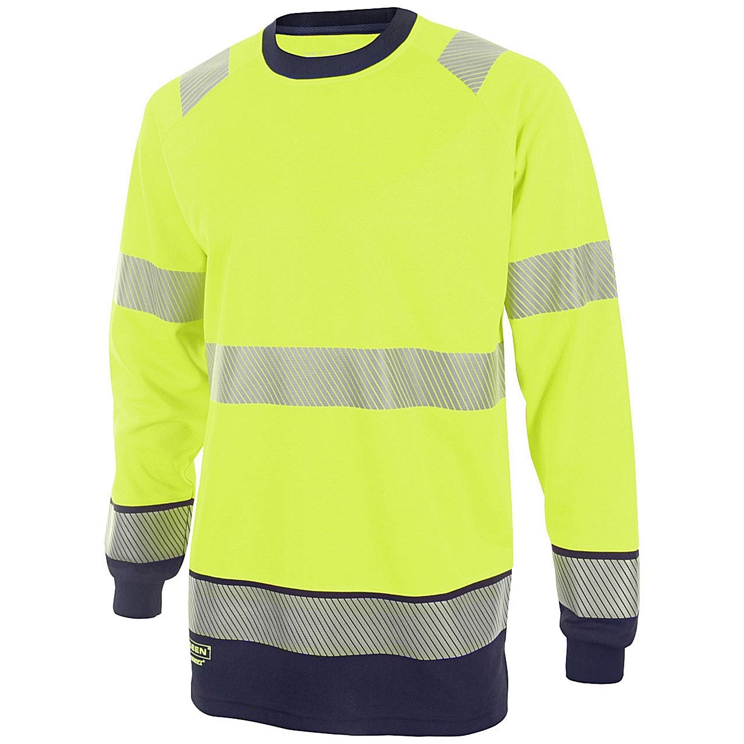 Beeswift High Visibility Two Tone Long Sleeve T-Shirt, Saturn Yellow & Navy Blue, 4XL Easy2Order : HVTT005SYN4XL