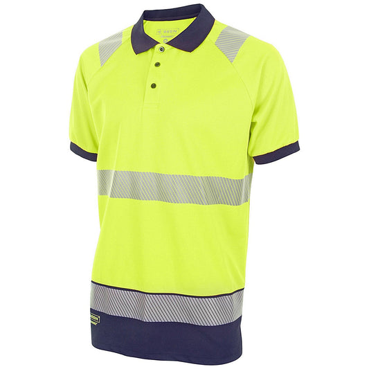 Beeswift High Visibility Two Tone Short Sleeve Polo Shirt, Saturn Yellow & Navy Blue, XL Easy2Order : HVTT010SYNXL
