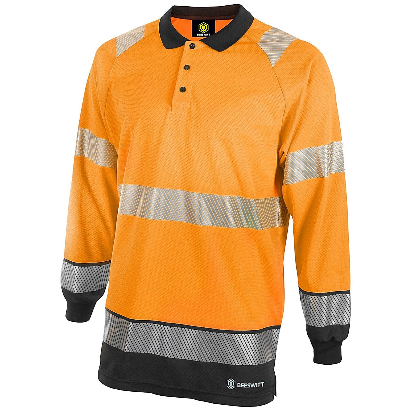 Beeswift High Visibility Two Tone Long Sleeve Polo Shirt, Orange & Black, Large Easy2Order : HVTT015ORBLL