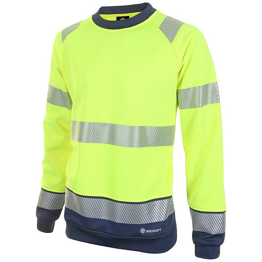 Beeswift High Visibility Two Tone Sweatshirt, Saturn Yellow & Navy Blue, Large Easy2Order : HVTT020SYNL