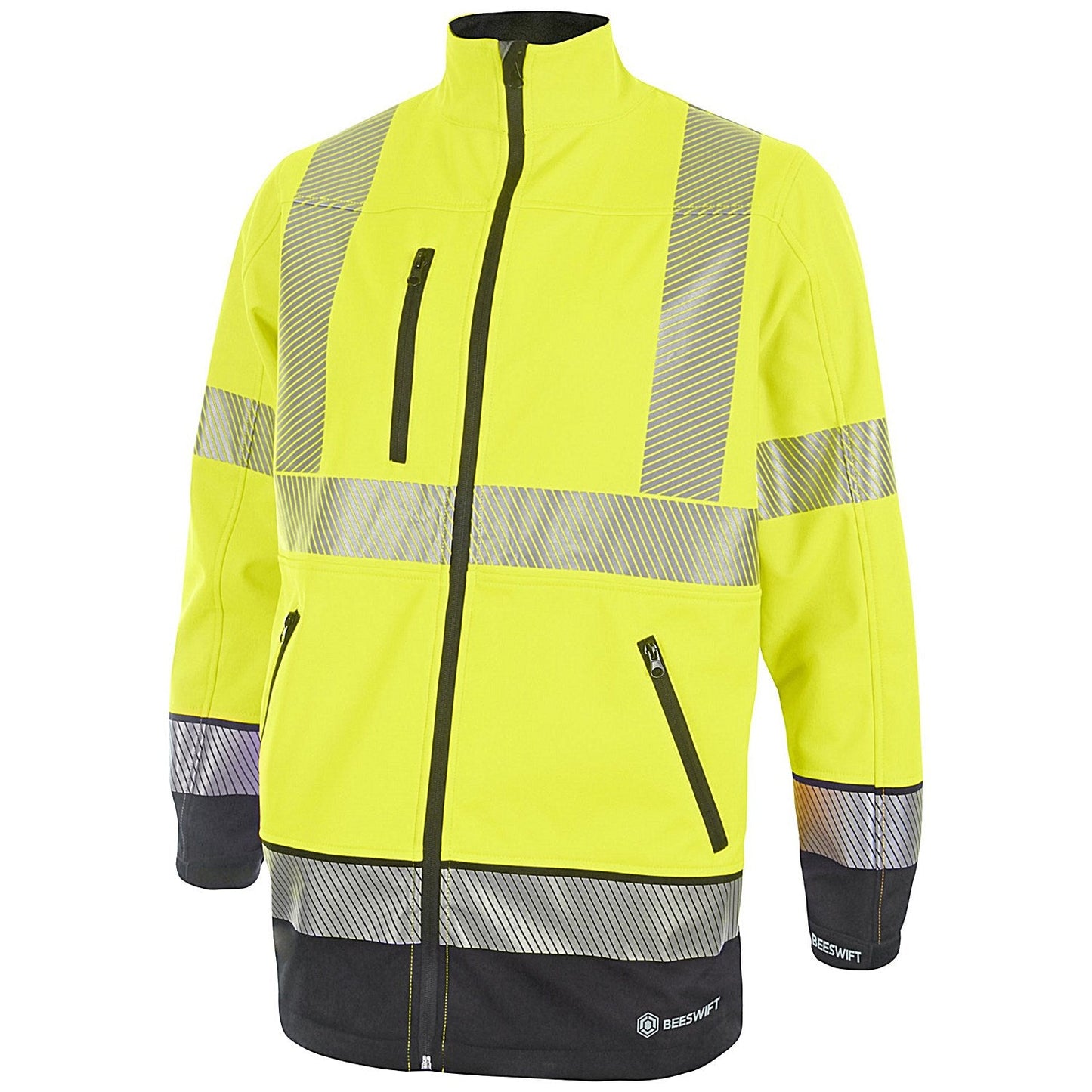 Beeswift High Visibility Two Tone Softshell Jacket, Saturn Yellow & Navy Blue, Large Easy2Order : HVTT040SYNL
