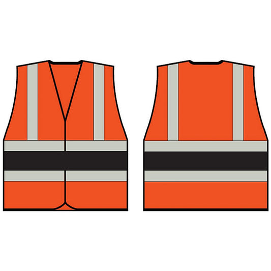 Beeswift High Visibility Vest, Orange With Black Band, 3XL Easy2Order : HVVA2BL3XL