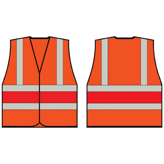Beeswift High Visibility Vest, Orange With Red Band, XL Easy2Order : HVVA2RXL